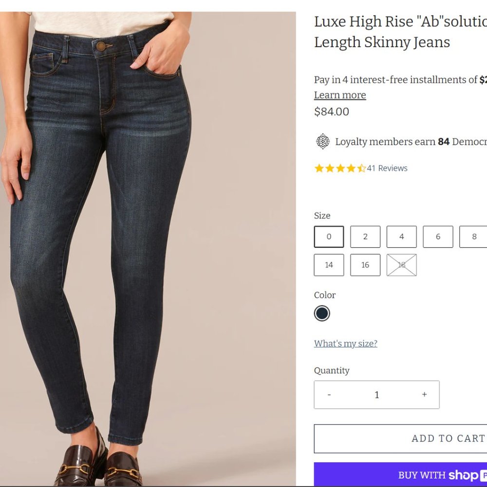 Democracy Ab-Technology Jeans Sz 8 Tapered to ankle